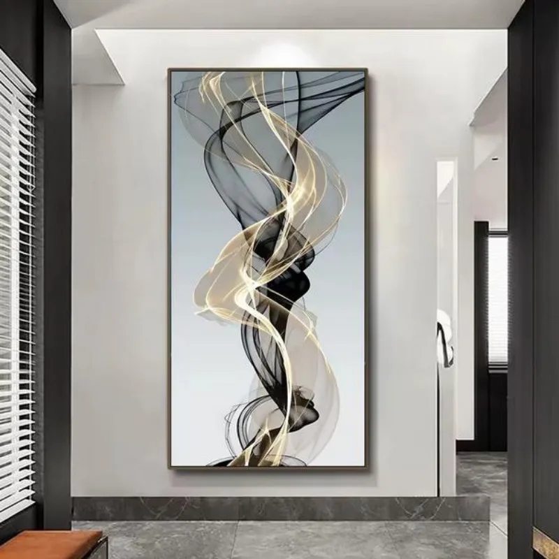 

Abstract Floating Black Gold Mesh Canvas Painting Modern Luxury Wall Art Large prints Picture Decorative Pictures Home Decor