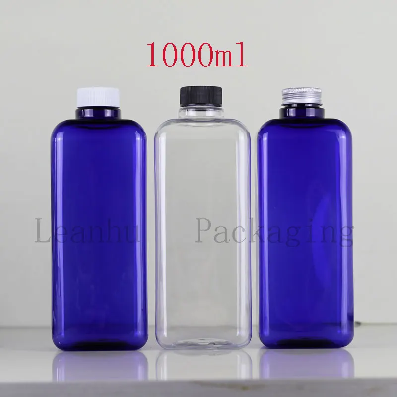 

10pcs 1000ml Square Plastic Packaging Bottles Clear Refillable 1L PET Empty Cosmetic Containers For Shampoo Shower Gel