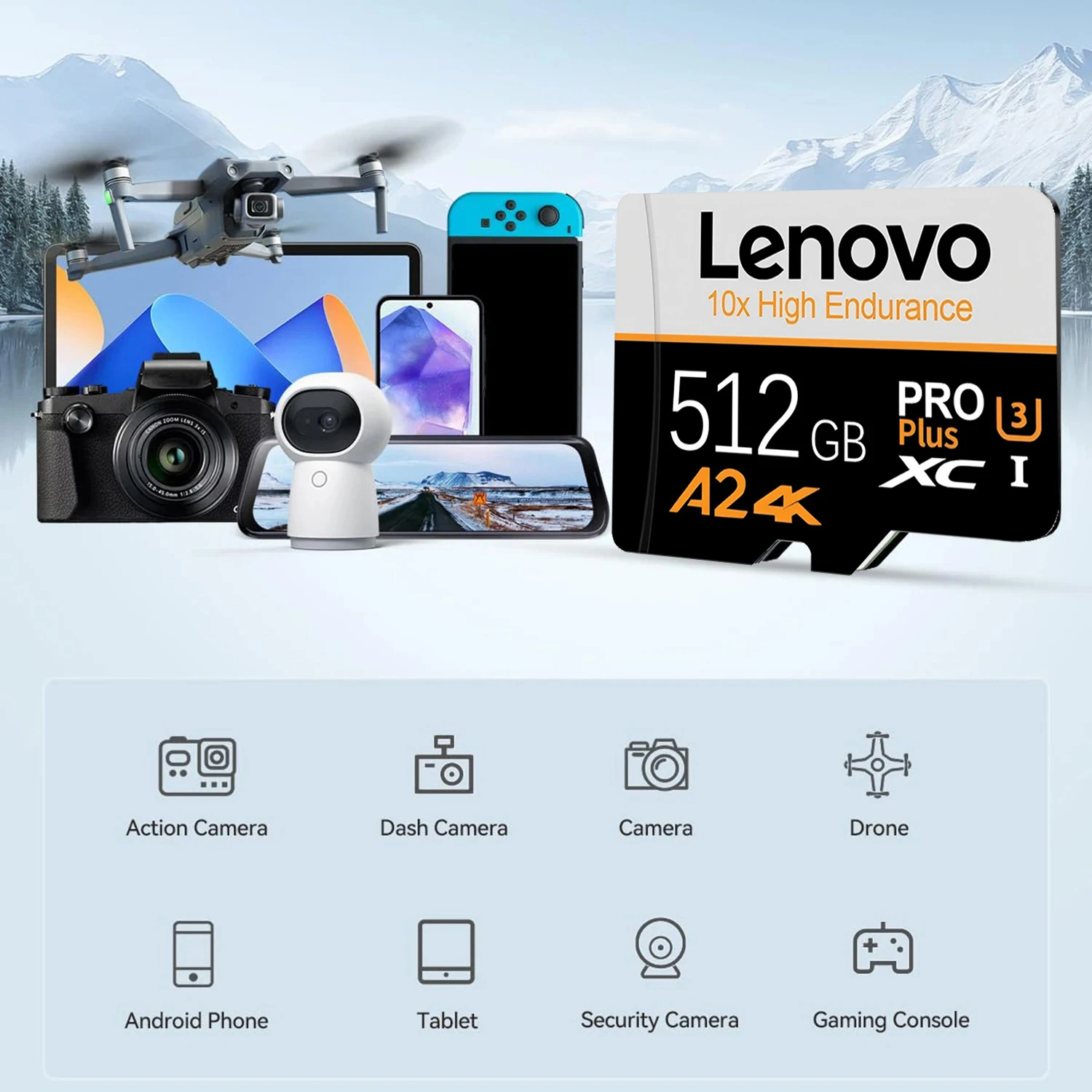 Lenovo Large Capacity A2 U3 V30 TF Card 16GB  512GB 256GB 128GB 32GB 64GB for Phone Laptop Desktop Micro TF/SD Card Memory Card