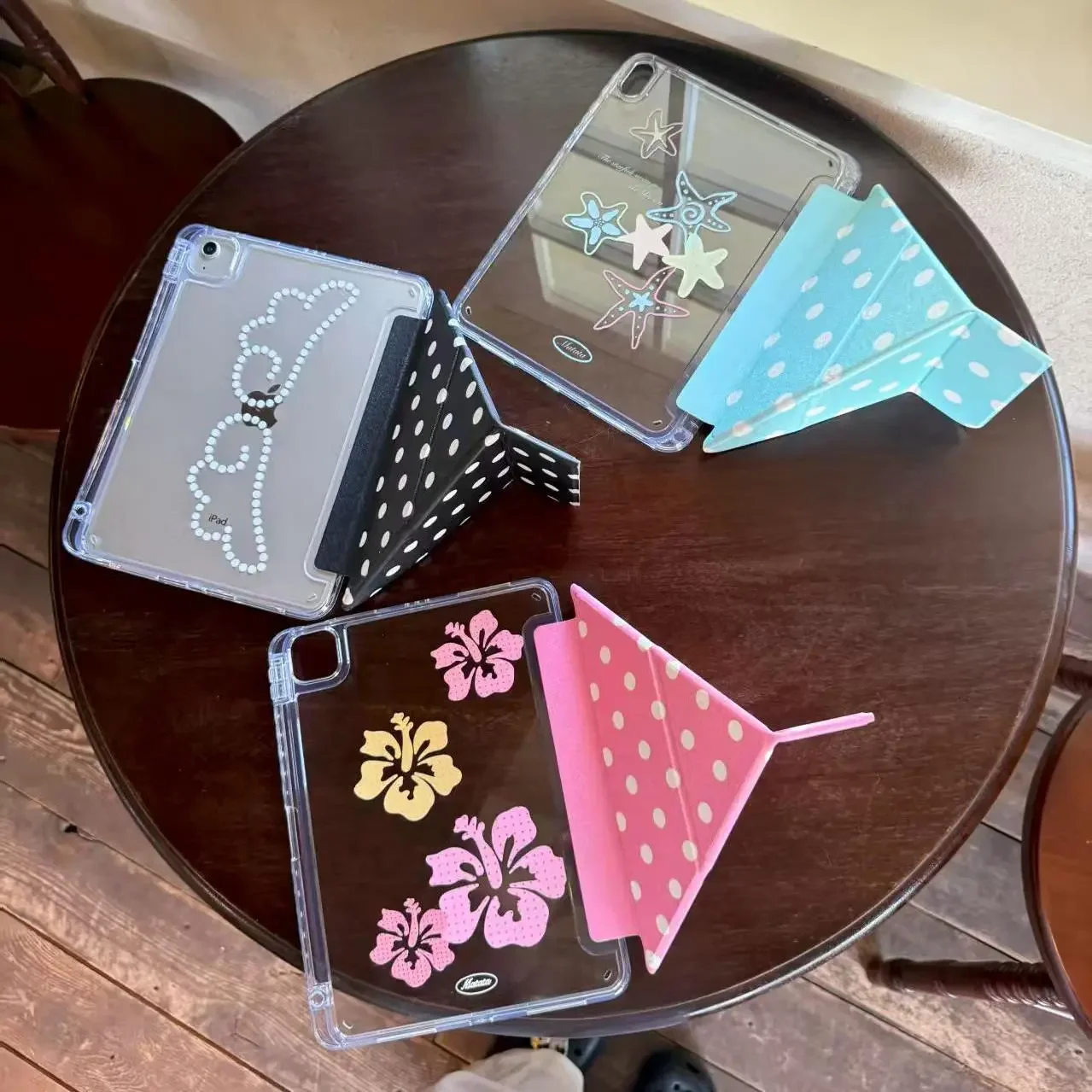 

Белый чехол с точечным узором для iPad Air 4 5 6 Pro 11 12.9 13 M4 10.9 10.2 Mini 7 6 Smart Y Folded Edge с держателем для стилуса