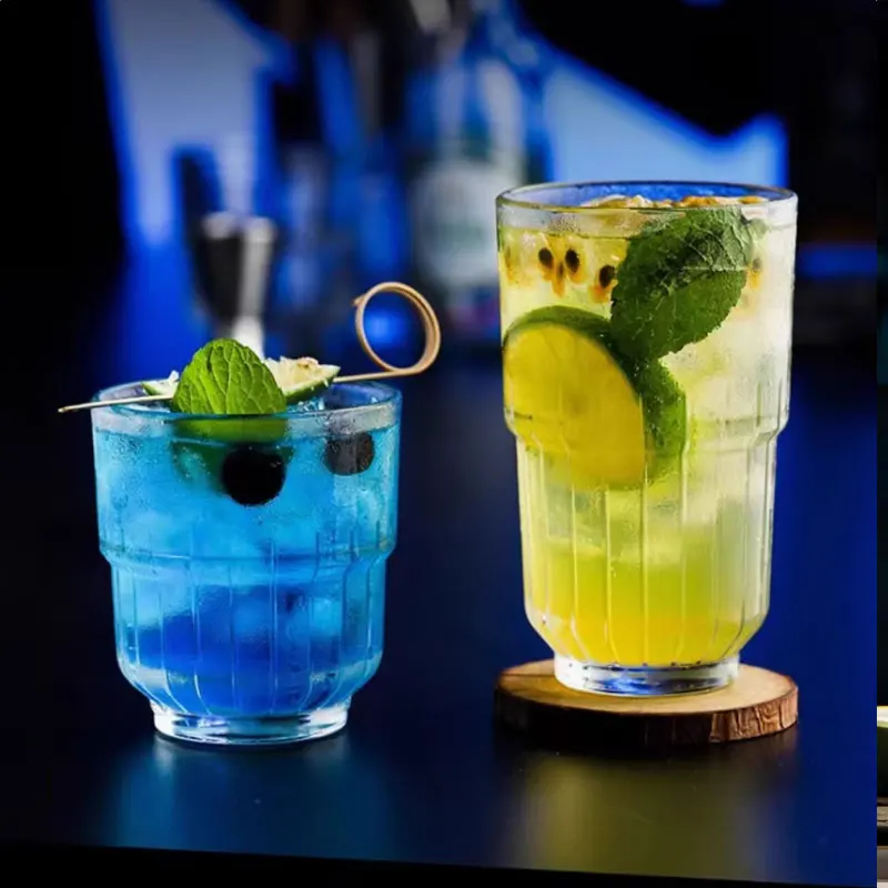 Vasos para beber de café de estilo Retro, taza de café a rayas, vaso de vidrio en relieve, leche helada, bebida, café, 175ml/250ml/350ml