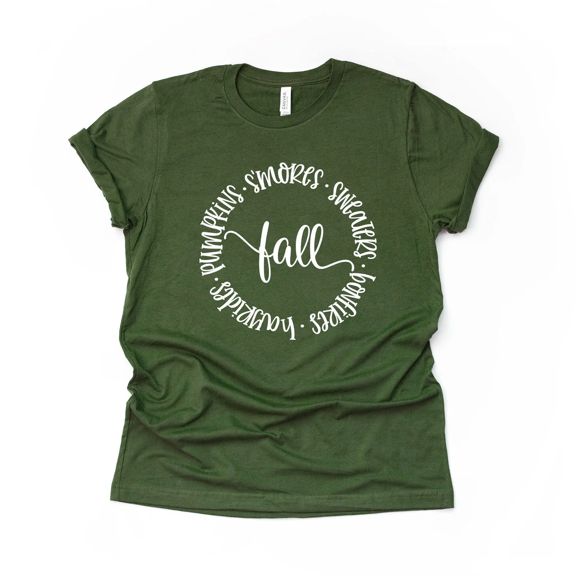 Fall List T Shirt Stressed Pumpkins S'Mores Hayrides Bonfires Design On Premium Bella Canvas Unisex 3 Color Choices Plus Size