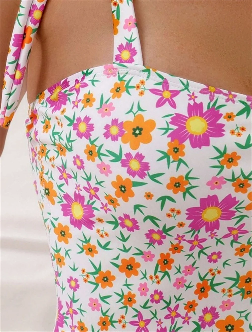 Lovely Floral Bikini Bowknot Bandage Straps Monokini Kawaii Swimsuit Women Vacation Swimwears One Pieces Beach Wear Bathing Suit