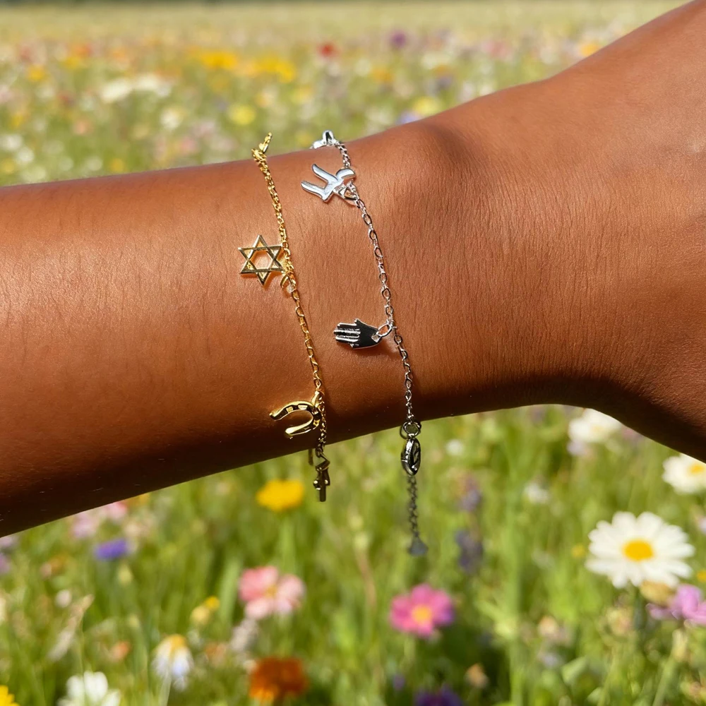 

Браслет из стерлингового серебра 925 пробы с изображением конской обуви и звезды, браслет от сглаза, полированная рука Фатимы, кулон-цепочка, регулируемый женский счастливый подарок