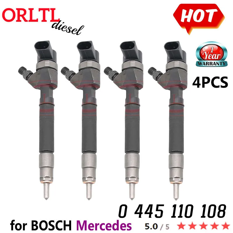 ORLTL 4PCS New Diesel Engine Injector 0 445 110 108 0445110108 for A6110701687 0986435055