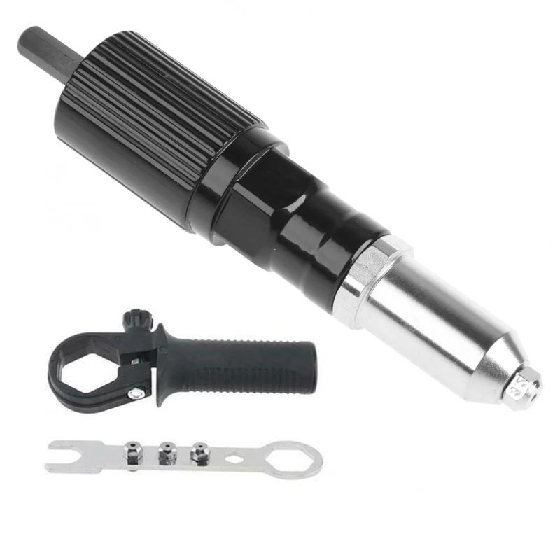 Adattatore per rivettatrice per rivettatura a batteria multifunzione con inserto per rivettatrice, dado in lega