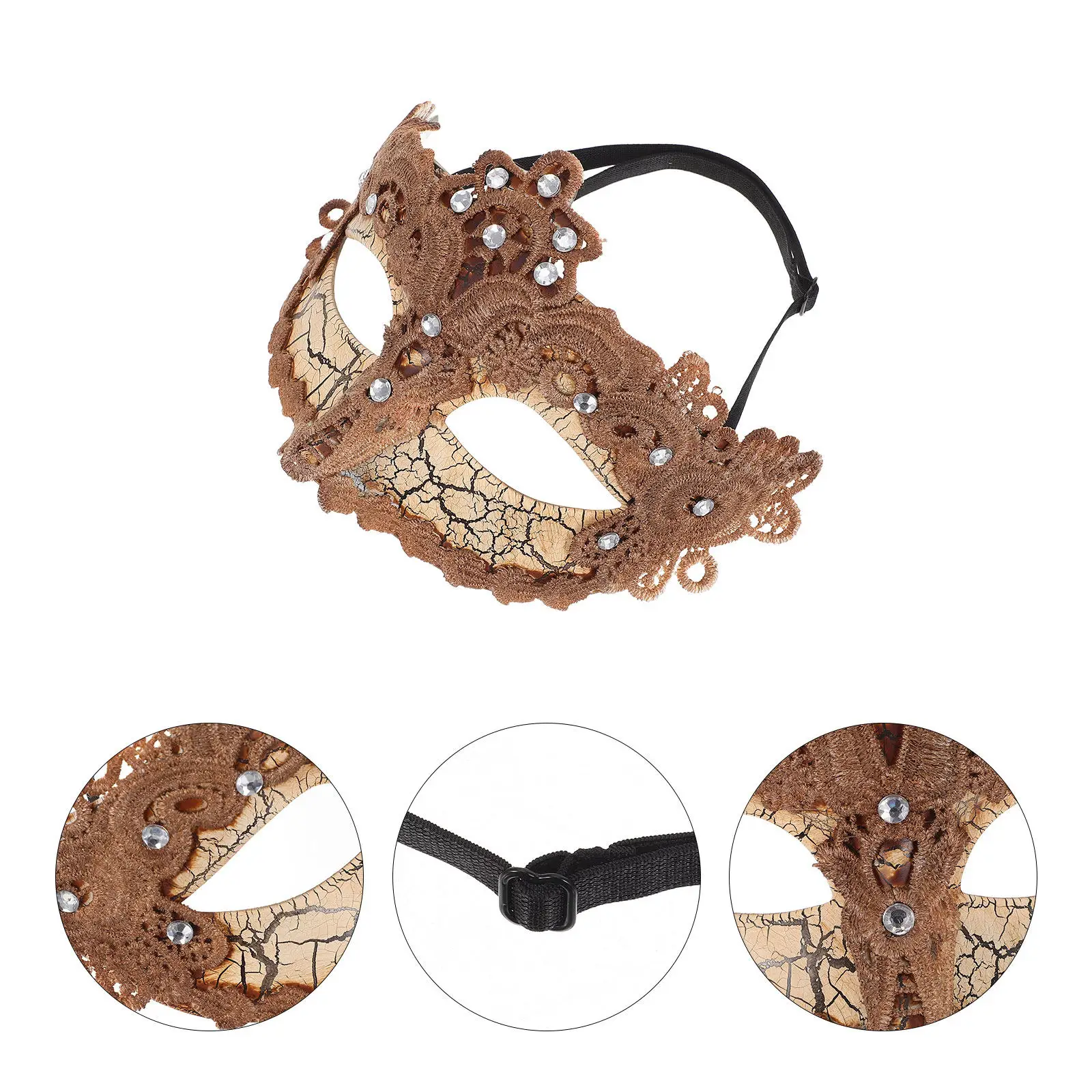

Golden Rhinestone Lace Masquerade Mask Women Half Face Elegant Lightweight Comfortable Breathable Formal Masquerade Ball Costume