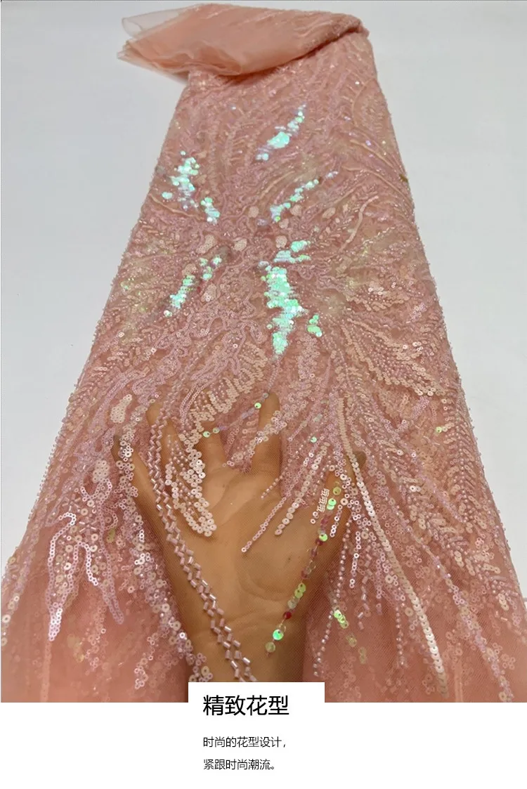 

Новая мягкая сетчатая ткань с жемчужной вышивкой и пайетками, 1 ярд, для свадебных платьев, ципао и одежды