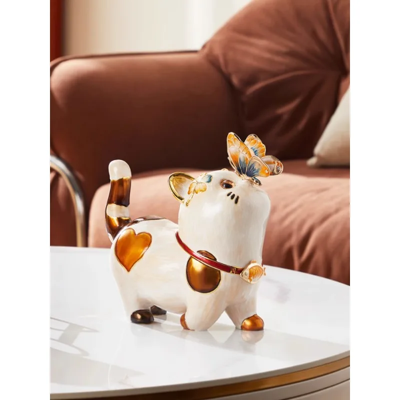 

Enamel color light luxury modern high-end lucky cat ornament living room desktop home decoration cute cat ornament