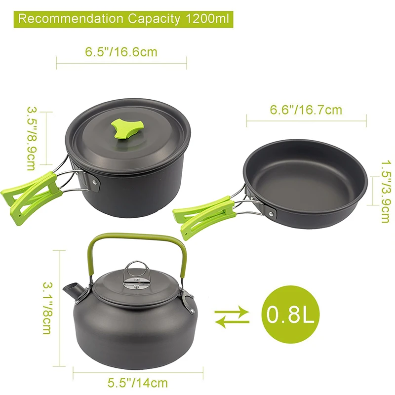 Camping Cookware Set, Outdoor Pot Tableware Kit, Cooking Water Kettle Pan, Travel Cutlery Utensils, Hiking Picnic Equipment