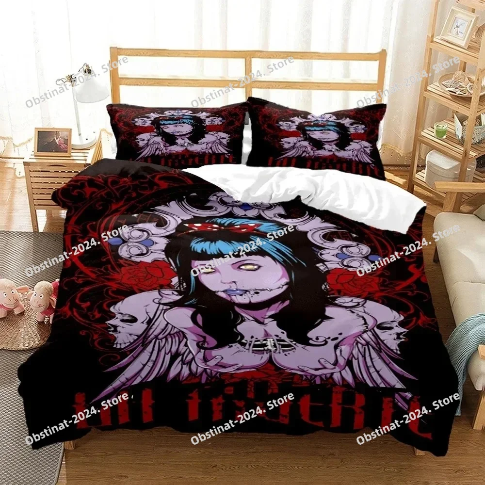 

Terror Zombie Skull Print Polyester Bedding Set，Adults For Beds Quilt Cover Pillowcase Bedding Set，Teens King Size Bedding Set