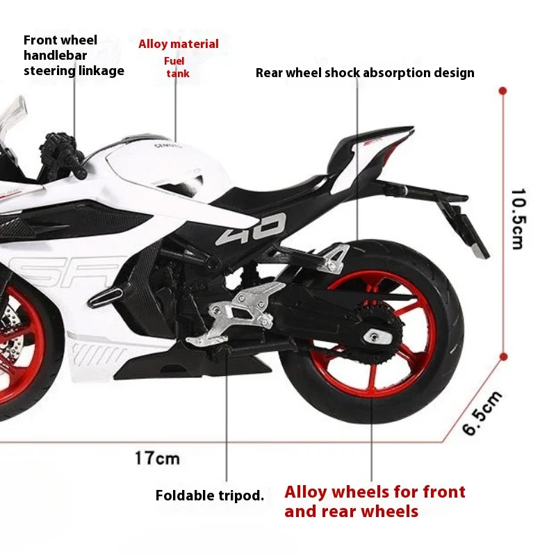 Simulation 1:12 CF 450SR Alloy Motorcycle Model Sound and Light Toy Vehicle Children Boy Birthday Gift Collection Miniature
