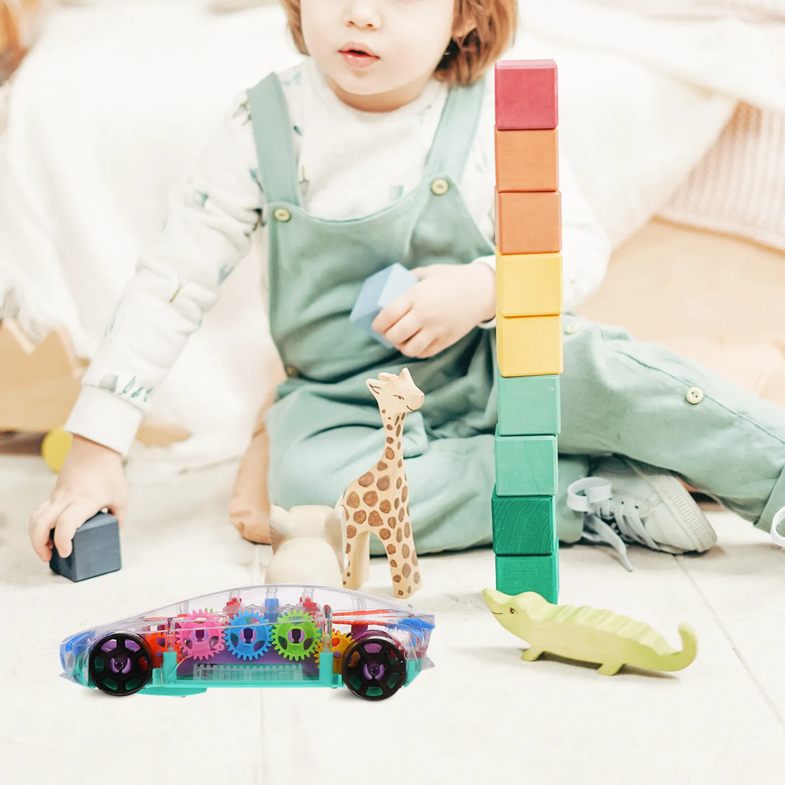 1Pcs Flashing Light Musical Electric Car for Kids Premium Sturdy Design Colorful Attractive Sounds Bright LED Effects