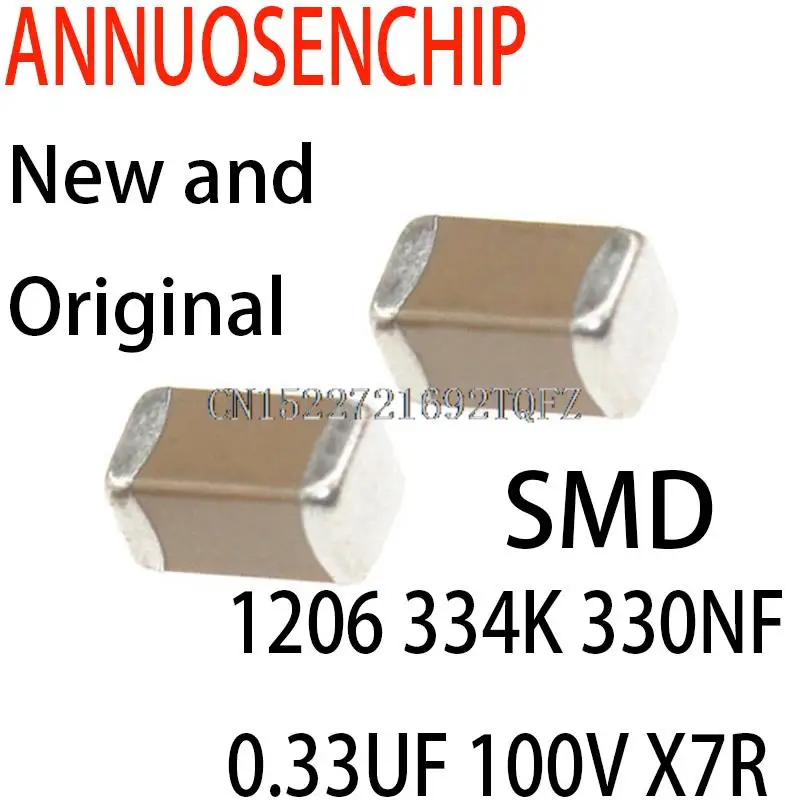 200PCS New and Original  chip SMD Ceramic capacitor 1206 334K 330NF 0.33UF 100V X7R