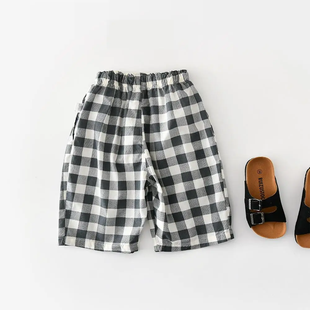 2026 Summer New Baby Plaid Shorts Boys Girls Thin Cotton Shorts Children Casual Pants Toddler Loose Shorts Kids Clothes