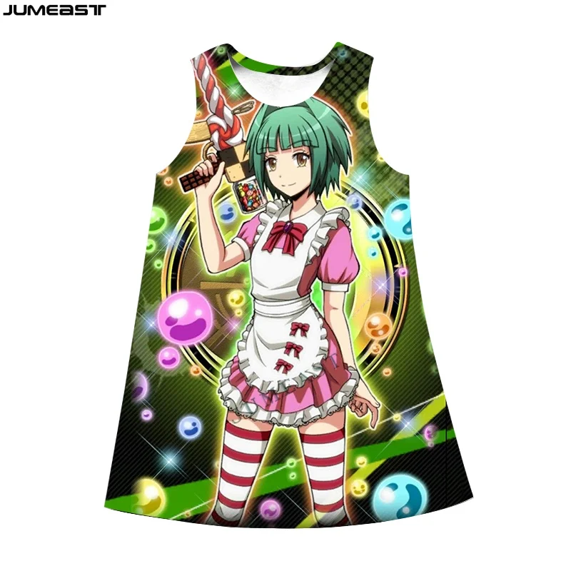 Jumeast Y2k Women 3D Printed Dresses Cartoon Anime Assassination Classroom Summer Hip Sleeveless Dress Suspender Nightdress