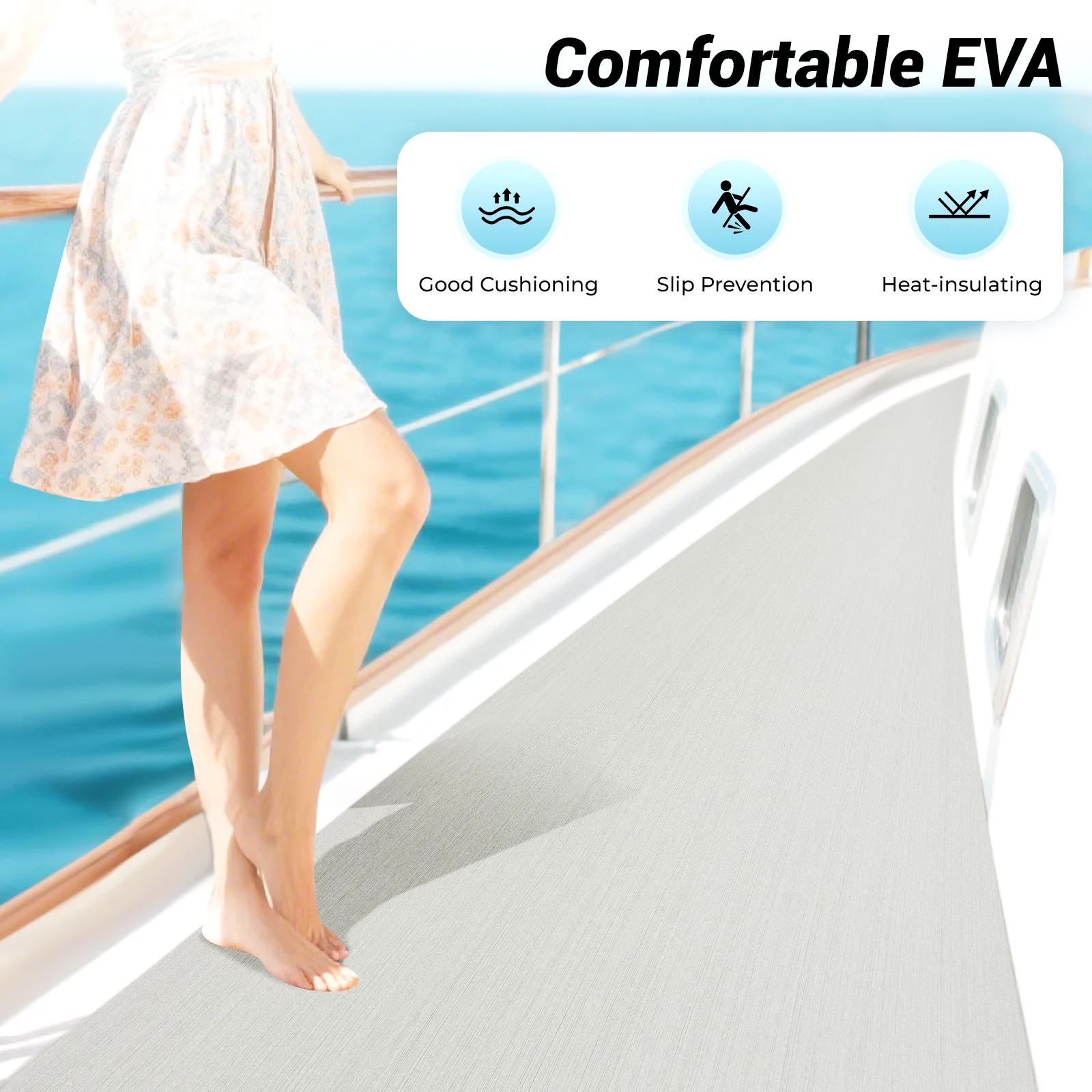

240x90cm EVA Boat Flooring Mat Gray Boat Decking Self-Adhesive Mat for Fish Boats, Kayak Decking 240*90*0.6cm