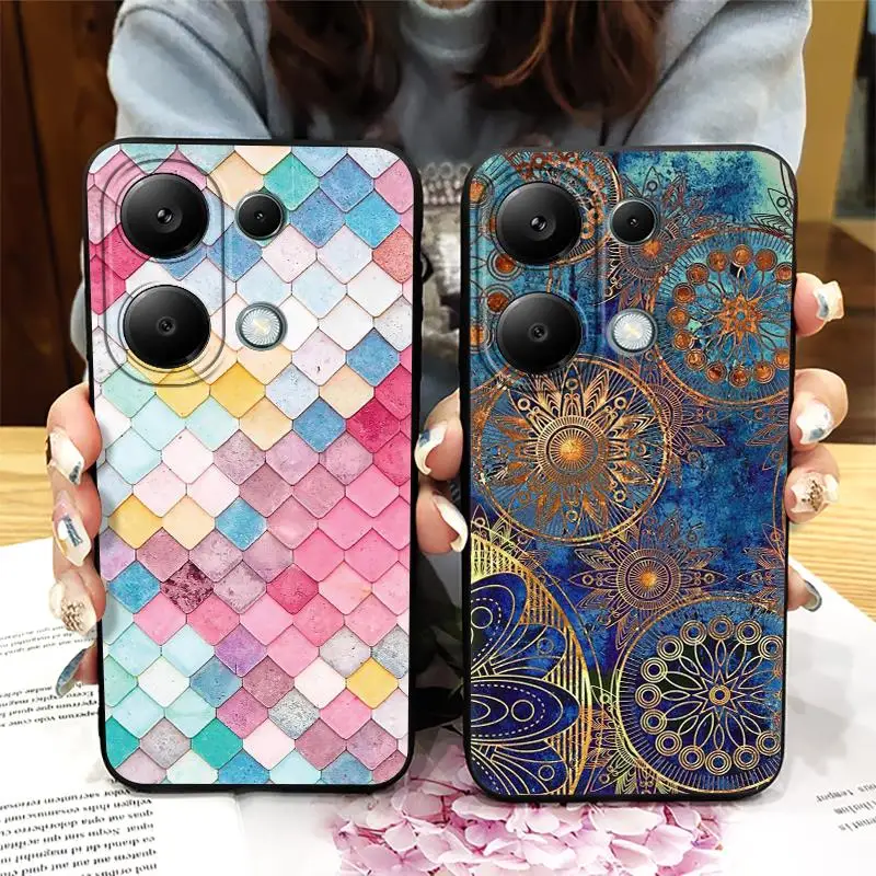 Funda de teléfono impermeable de dibujos animados para Redmi note 13 Pro 4G Global/Xiaomi Poco M6 Pro 4G, bonita cubierta trasera de TPU antipolvo