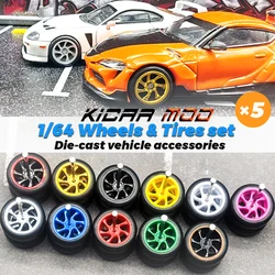 KicarMod 1/64  Wheels Kamikaze Red with Alternative Rubber Tires Diecast Cars Parts for Hot Wheels Hobby Modified 5 set/pack