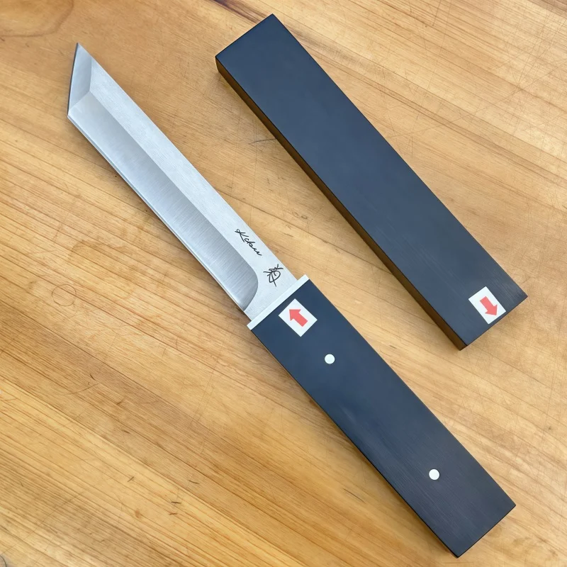 Wooden sheath outdoor knife, integrated spine, wilderness survival knife, high hardness, hand-sharpened,, handle meat knife