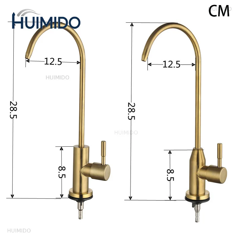 Brushed Gold Drinking Water Purifier Faucet Stainless Steel Drinking Water Reverse Osmosis Systems Kitchen Water Filter Tap 1/4