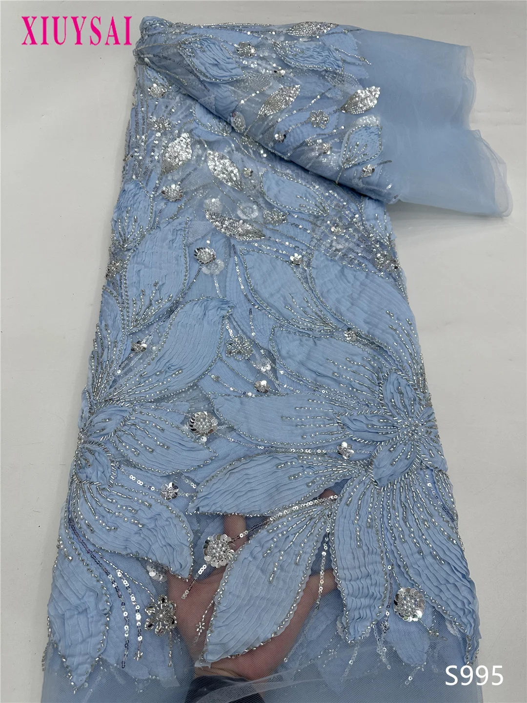 

Luxury African Beaded With Sequins Lace Fabric 2025 High Quality Groom Nigerian Wedding Bridal Embroidery French Tulle Sewing