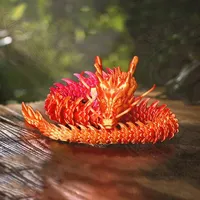 3D Printed Luminous Chinese Loong Flexible Articulated Dragon Crafts Ornament Home Desktop Decoration Figurines Statue Gift
