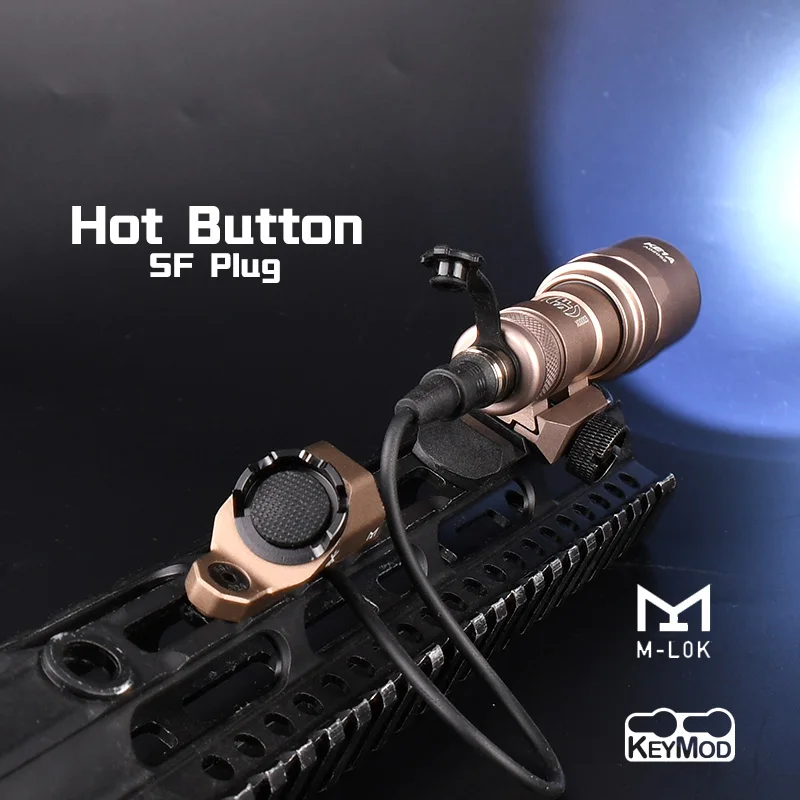 Tactical Metal Hot Button Pressure Remote Switch Crane Laser Plug Surefir M300 M600 DBAL-A2 PEQ15 Mlok Keymod Rail Airsoft Mount