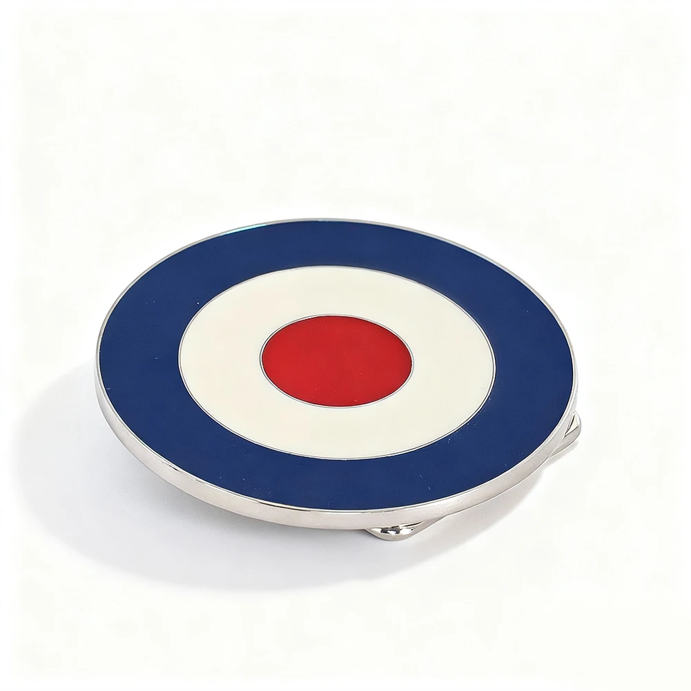 التعميم خمر المعادن الهدف حزام مشبك الأحمر مركز نقطة الرجال الجينز التبعي الملابس ديكور هدية عيد ميلاد الانتهاء مشبك