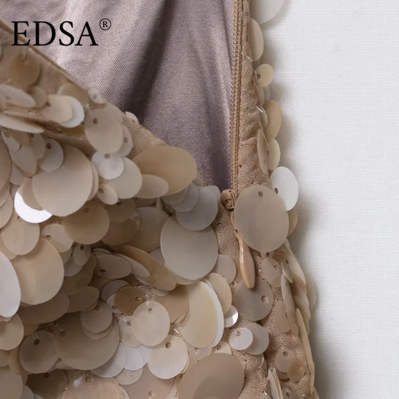 Edsa mulheres sexy lantejoulas mini saia para festa magro hip pacote feminino saias curtas verão high street club brilhando senhora