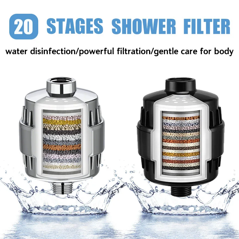 

15/20 stages high output shower water filter to Remove Heavy Metals Chlorine Fluoride Filtered Soften Hard Water for Shower Head
