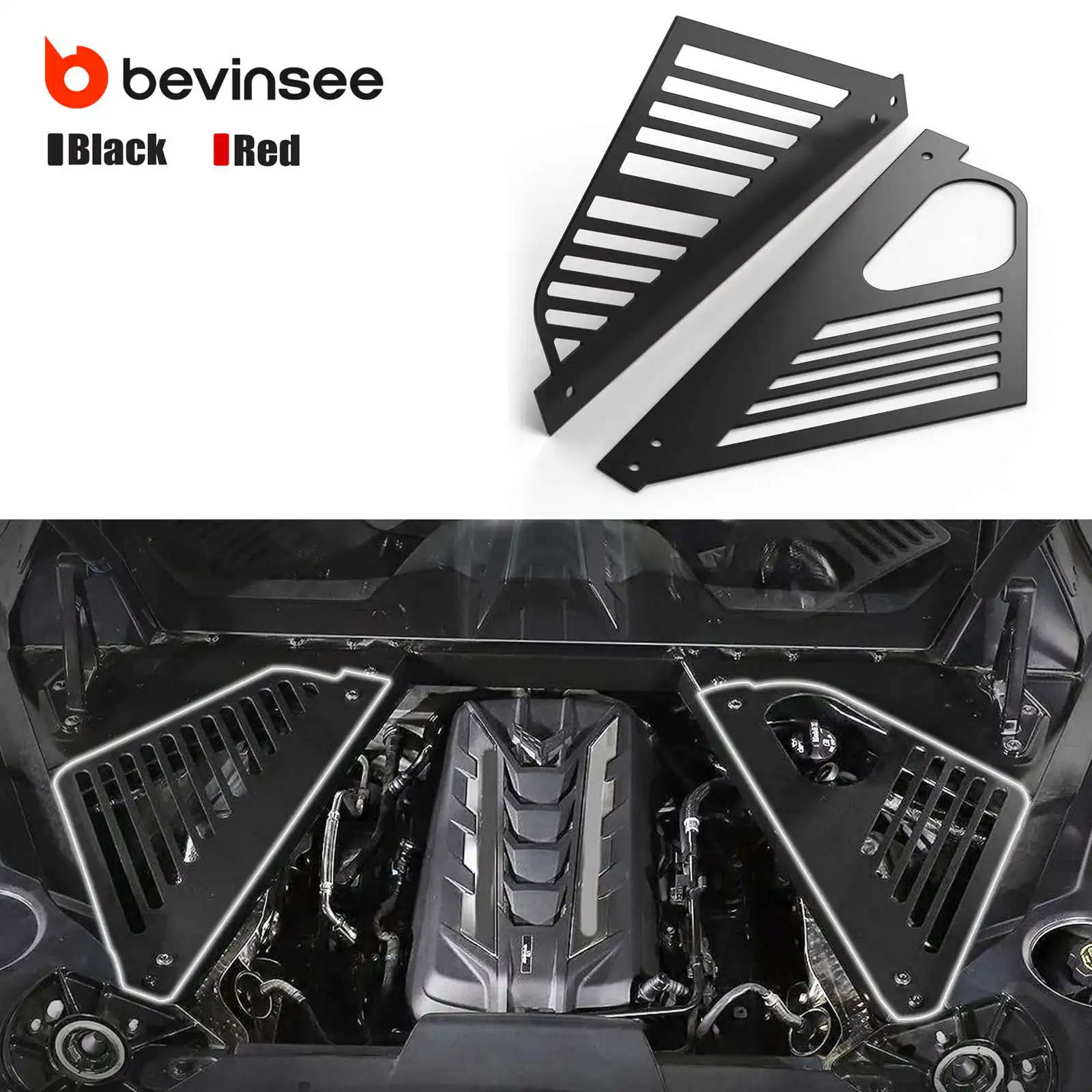 أغطية مقصورة خليج المحرك الألومنيوم الأيسر والأيمن لسيارة كورفيت C8 2020 2021 2022 2023، ملحقات السيارة