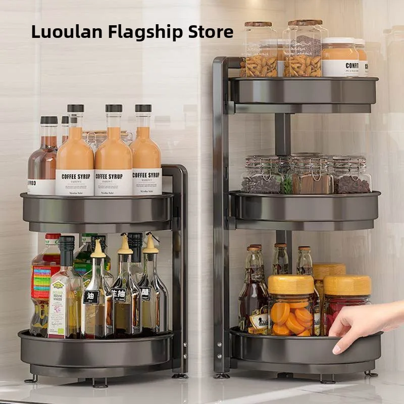 

Modern mat Rotating Spice Ra Kitchen Storage elf Double Layer Home Countertop Corner Seasoning Storage Ra