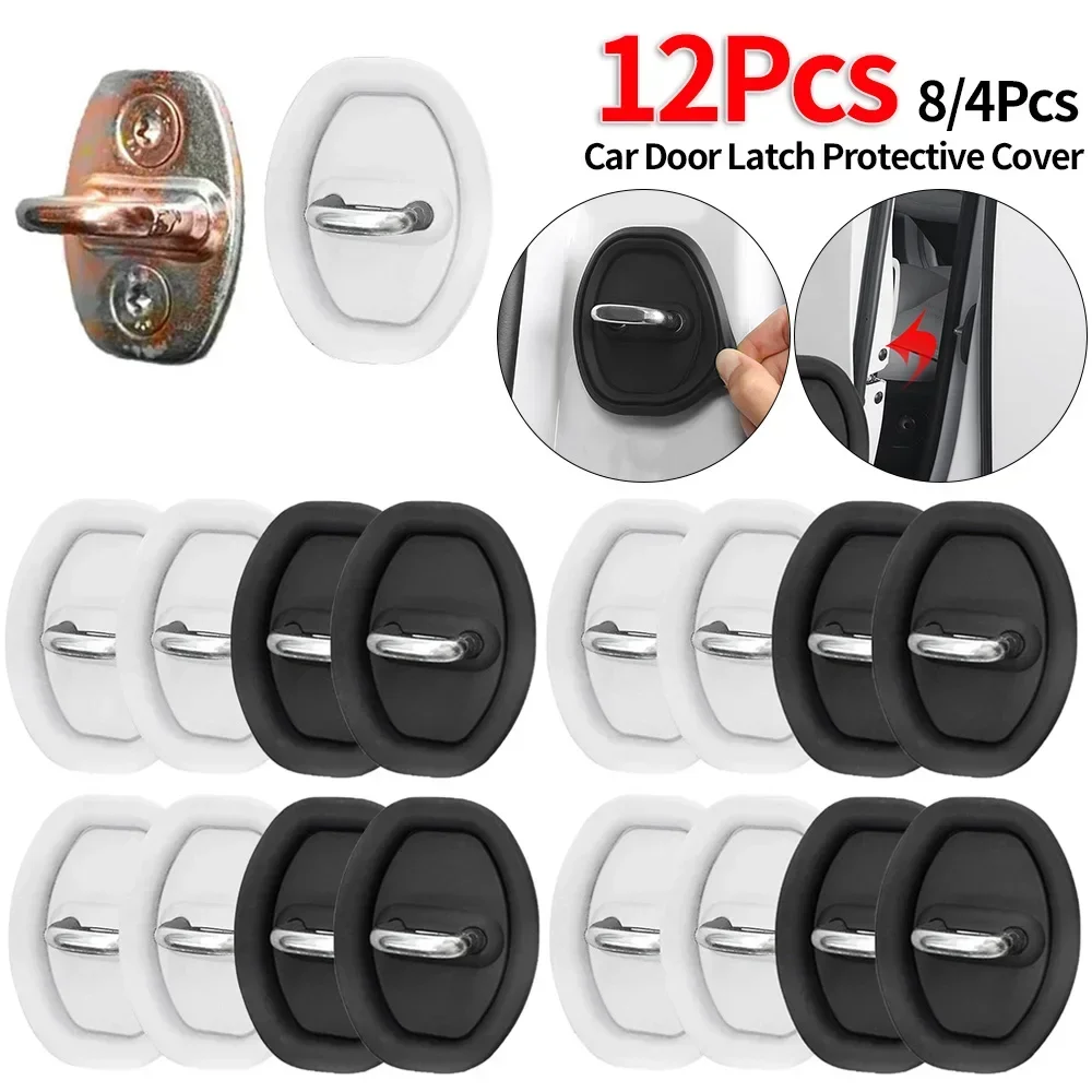 4/8/12Pcs  Car Door Latch Protective Cover Silicone Door Handle Cover Vehicle Door Locks Guard Stopper Anti-Collision Protector