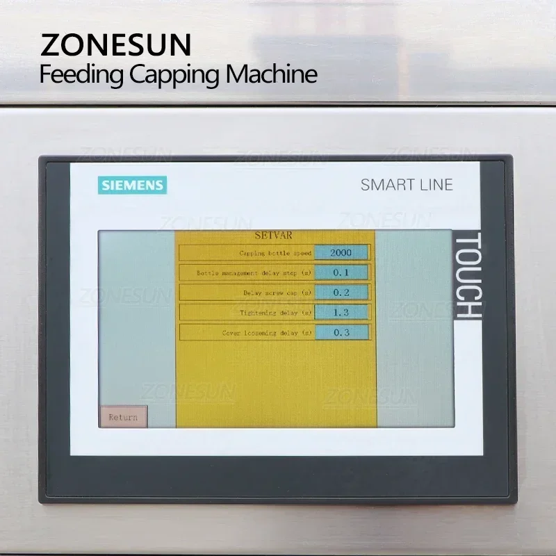 ZONESUN آلة السد الأوتوماتيكية معدات المسمار الزجاجية البلاستيكية الكهربائية مع خط إنتاج عالي الجودة لتغذية الغطاء