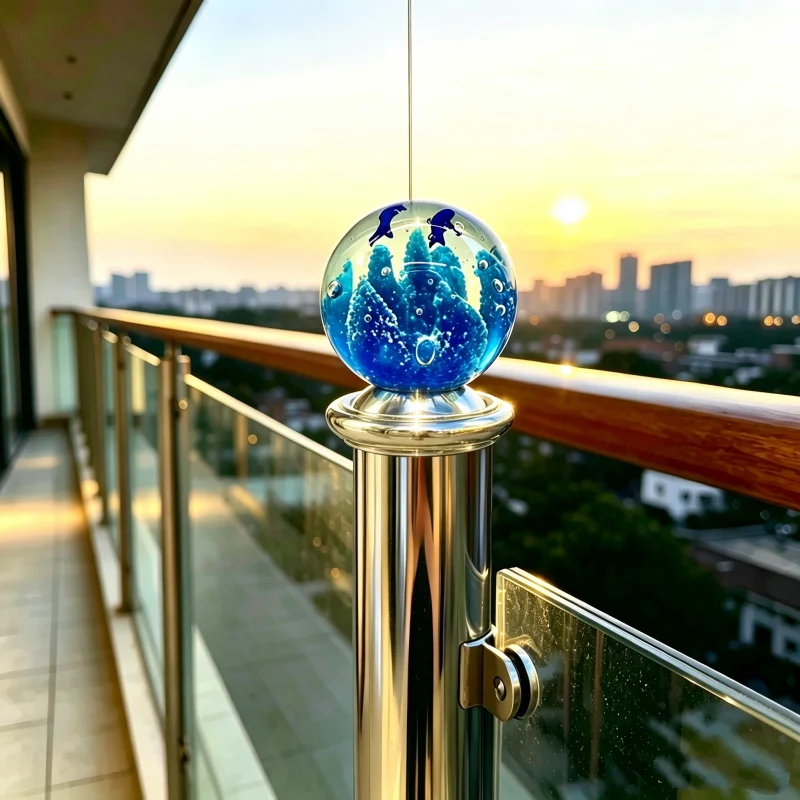304 Stainless Steel Crystal Ball Seat for Stair Handrail Outdoor Guardrail And Interior Decoration Connecting Ball Ornament