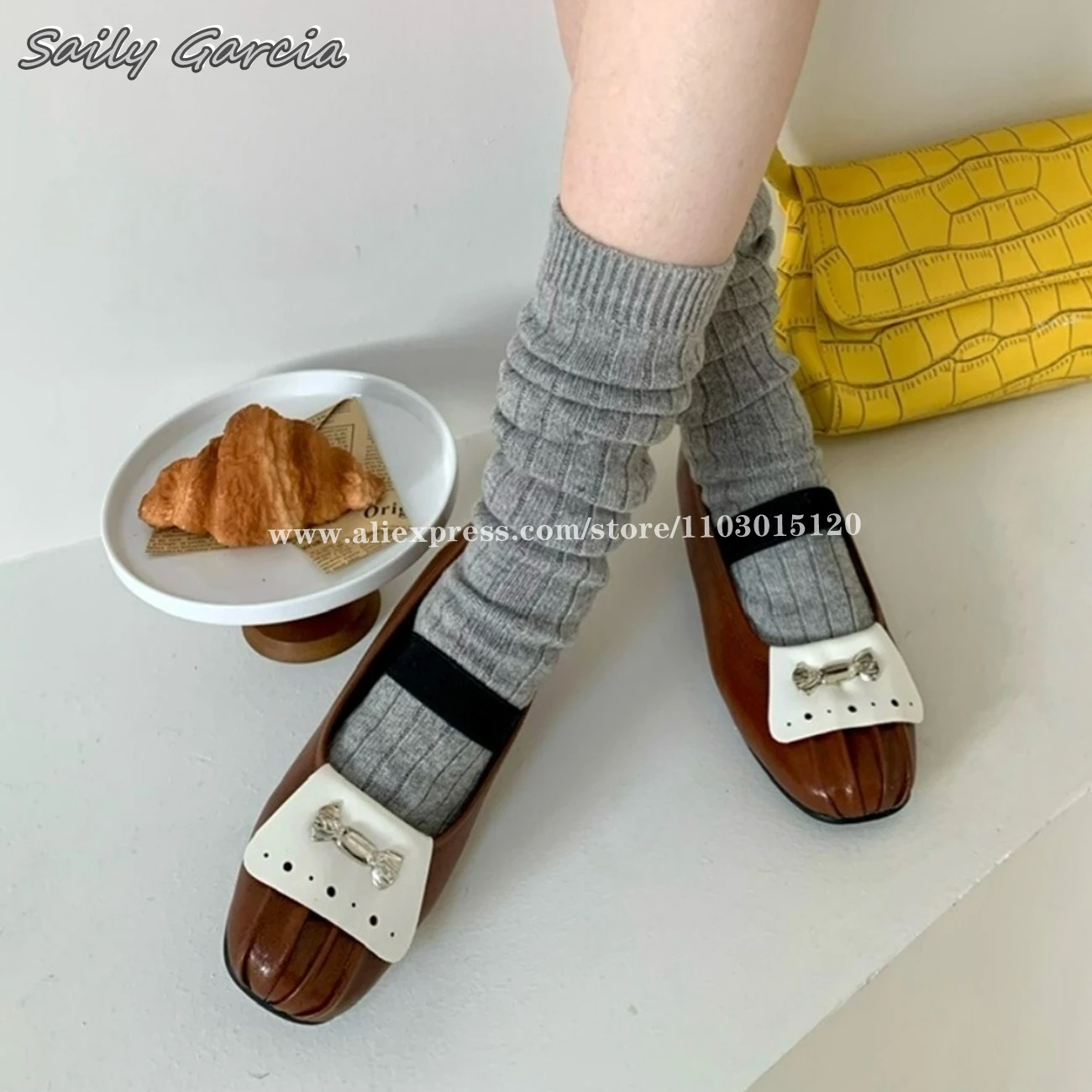 

First Layer Cowhide Butterfly Knot Front Strap Loafers 2024 Mixed Color Elastic Band Grace Flats Square Toe Shallow Casual Shoes