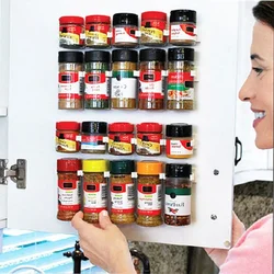 1-4 Layers Spice Rack Organizer Wall Cabinet Door Hanging Spice Jars Clip Hooks Set Storage Holder Gripper Kitchen Accessories