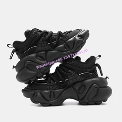 Shallow Spider Web Pumps Black Green High Increase Round Toe Cross Tied Lace Up Mixed Color Shoes Couples Leisure Shoes 2024