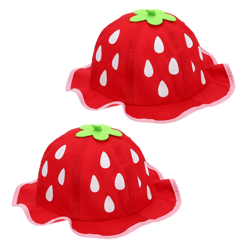 

2Pcs Strawberry Hats Lightweight Breathable Sunhat for Kids Baby Beach Cap Boys S Strawberries Summer