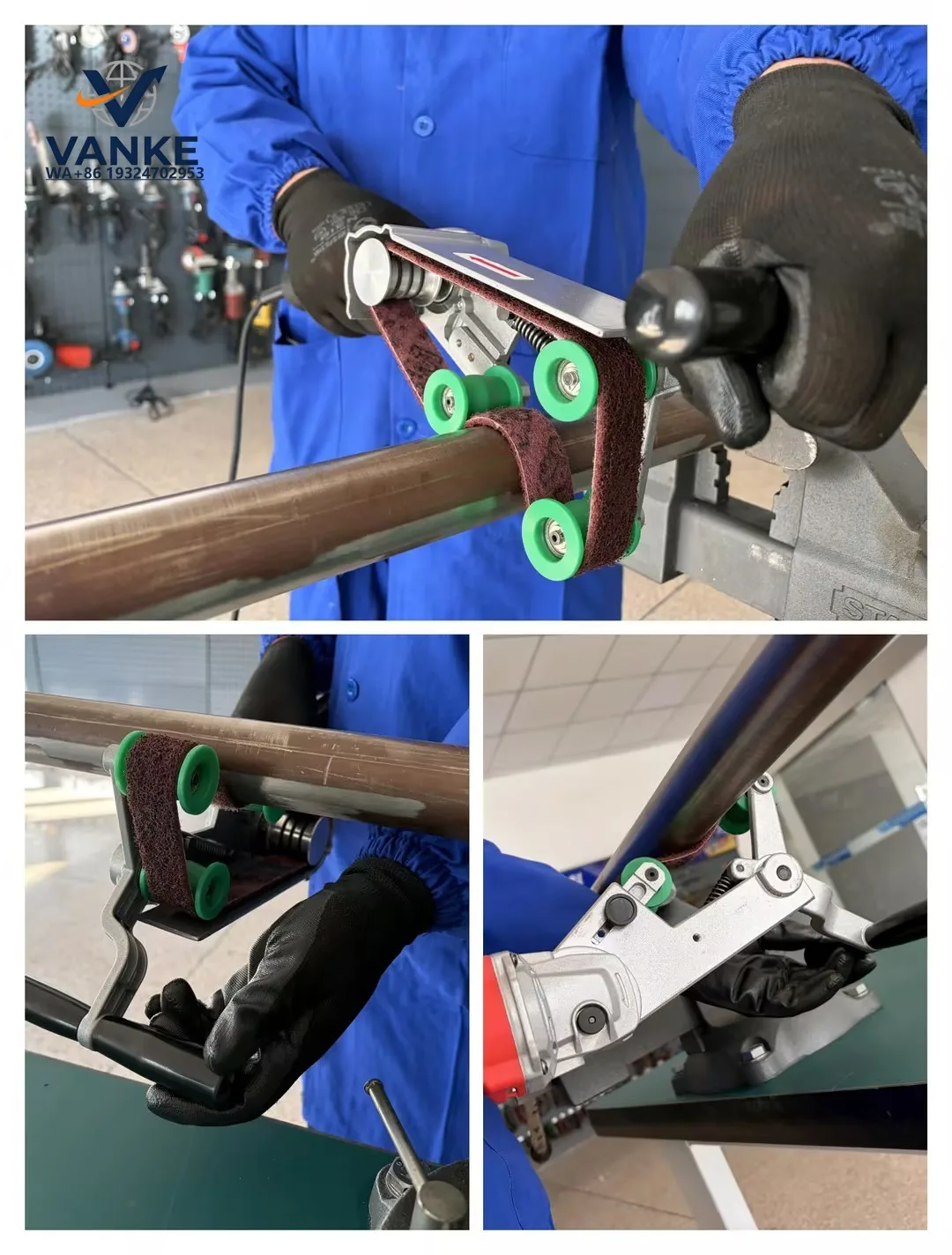 Pipe Surface Wire Drawing Staircase Handrail Polishing R-Corner Fillet Arc Surface Polishing Machine Brushless Pipe Sander