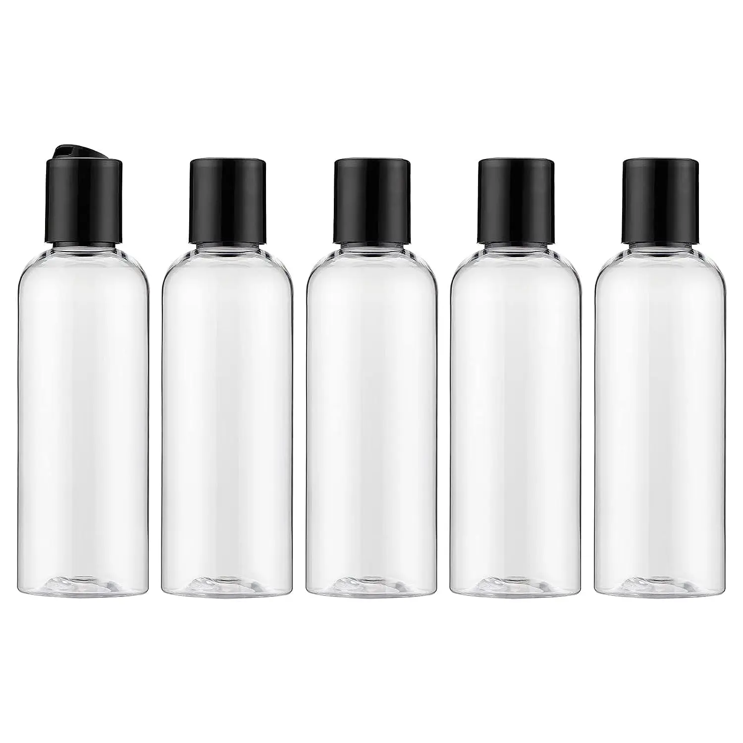 Garrafas de plástico transparente vazias, Recipientes Recarregáveis de Viagem com Caps de Disco, Adequado para Creme, Loções Shampoo, 30ml, 50ml, 60ml, 100ml, 10Pcs