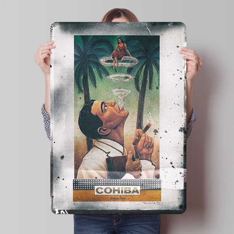 Cigar Vintage Tinplate Posters Customizable Wall Art Retro Vintage Metal Signs for Home Room Custom Plate Mancave Decoration
