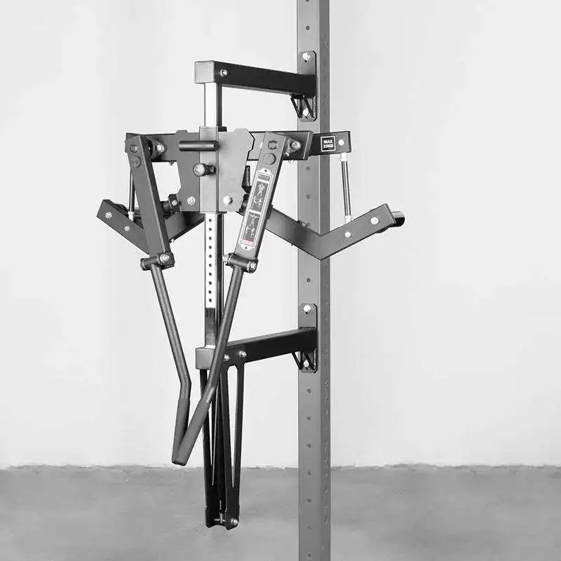 Máquina de entrenamiento de elevación lateral de brazo hidráulico de fuerza de deltoide lateral de hombro de gimnasio montada en la pared en estante de sentadillas