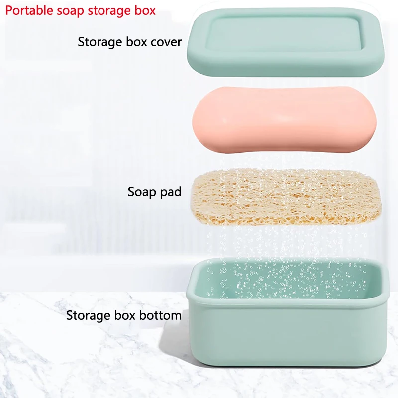 Portable Travel Silicone Soap Box With Lid Leak-Proof Soap Holder Non-Slip Soap Container For Travel And Home Use