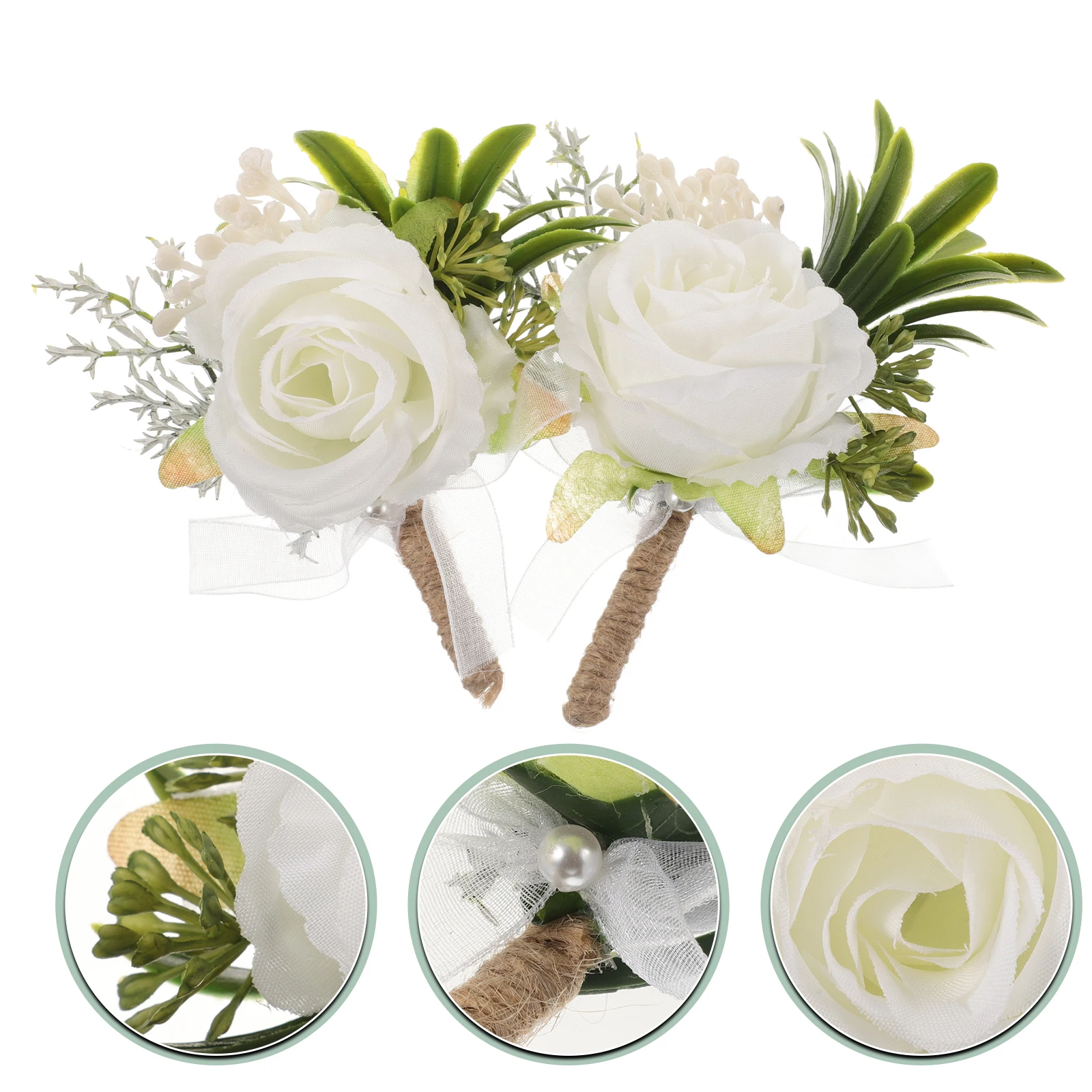 

2pcs Artificial Roses Boutonniere Wedding Corsage Wedding Boutonniere Groomsmen Elegant Durable Realistic Men Suit