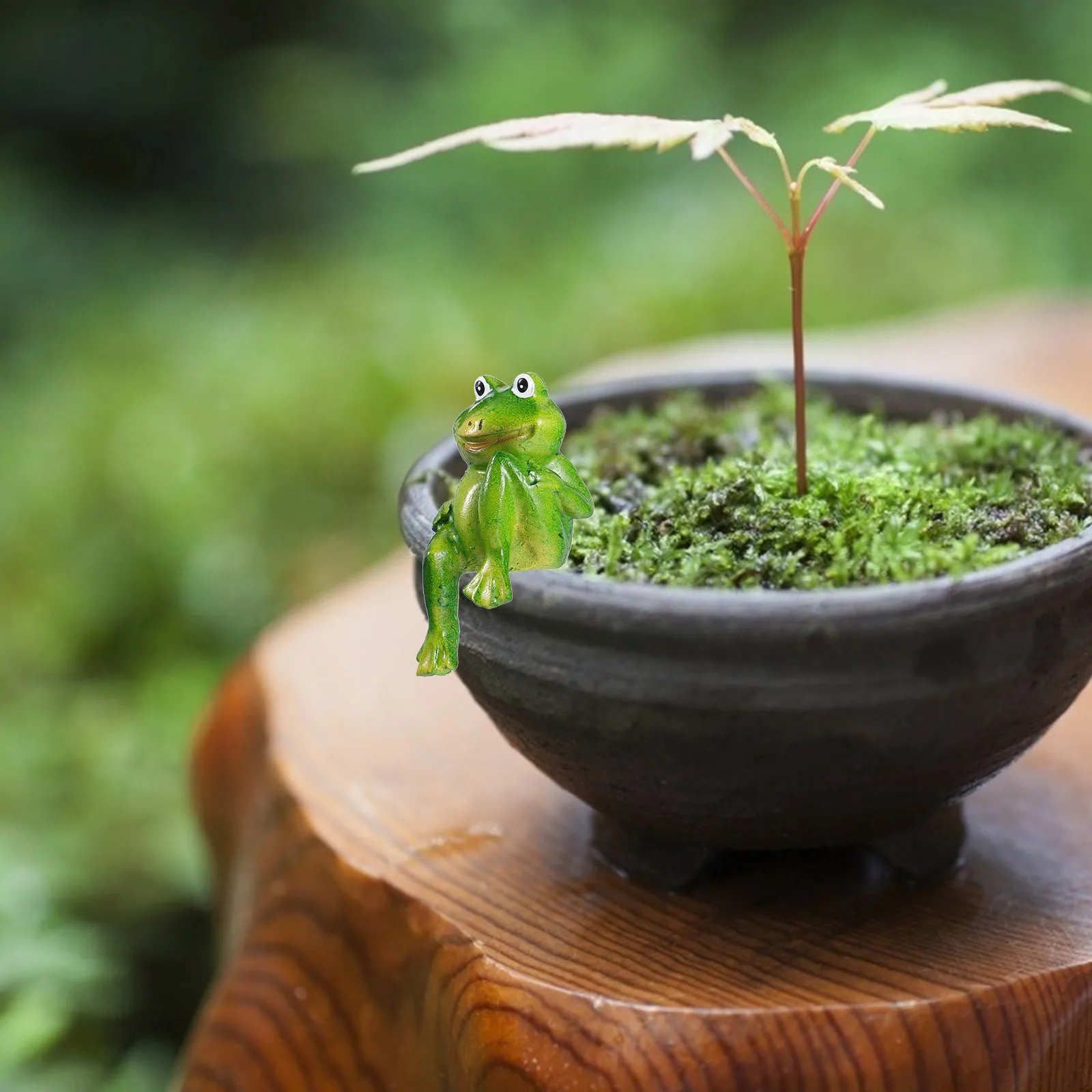 

1Pair Resin Frogs Craft Mini Bonsai Micro Landscape Decoration Cute Frogs Decor for Office Succulent Pot Decoration