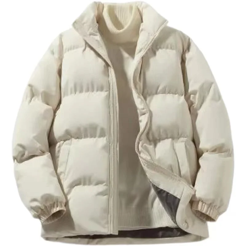 2025 Man Parka New Solid Color Fashion Winter Warm Casual And Comfortable Double Pocket Zipper Style Cotton Jacket