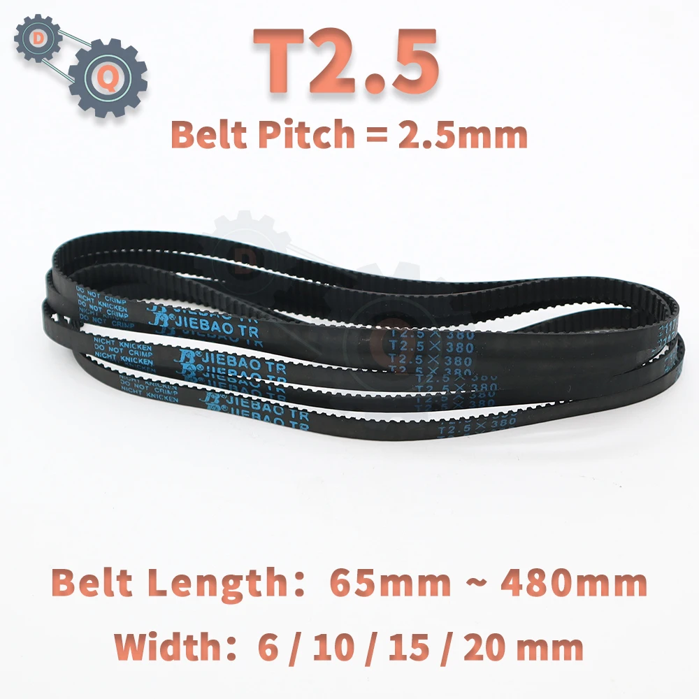 

T2.5 Timing Belt Length 65mm to 480mm T2.5 Belt Pitch 2.5mm Width 6/10/15/20mm Synchronous Belt T2.5 Rubber Closed Loop Belt