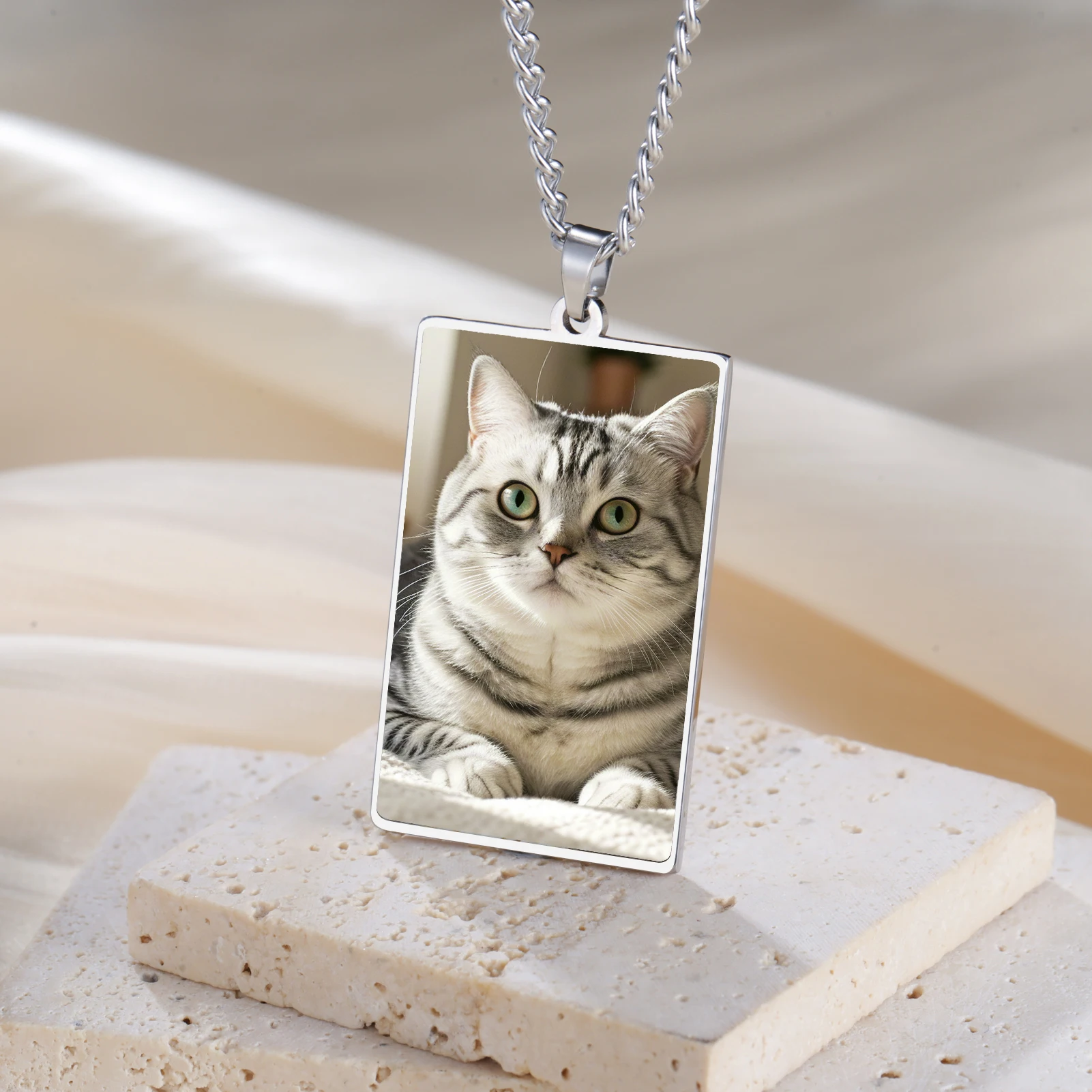 Print Photo Necklace Personalized Custom Gift For Men Woman Couple Family Father Chain Stainless Steel Memorial Souvenir Jewelry